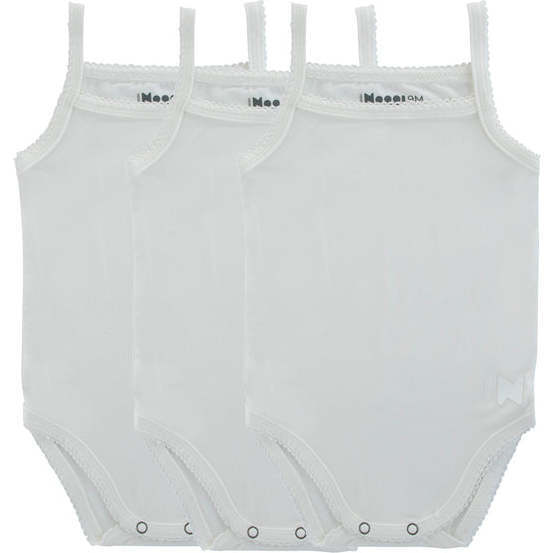 Bamboo Cotton Girls Tank Bodysuits, White (3-Pack)