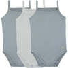 Bamboo Cotton Tank Bodysuits, Dusty Blue + White (3-Pack) - Onesies - 1 - thumbnail