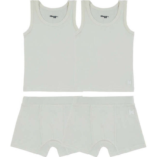 Bamboo Cotton Boys Underwear Set, White (2 Sets) - Underwear - 1