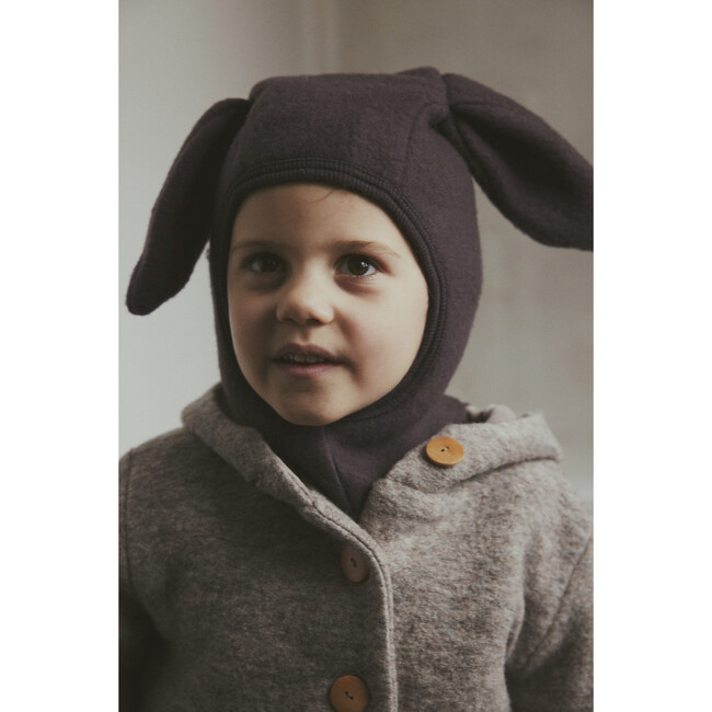 Wool Fleece Balaclava Rabbit Ears, Raisin - Balaclavas - 2