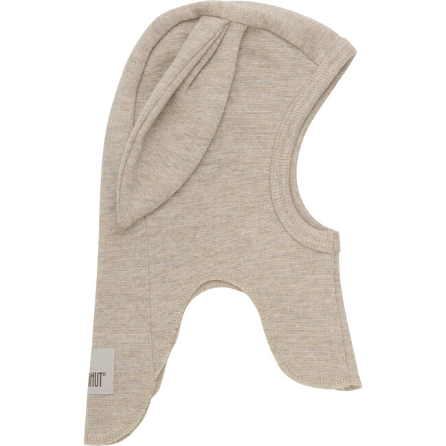 Merino Wool Rib Baby Balaclava Rabbit Ears, Camel Melange