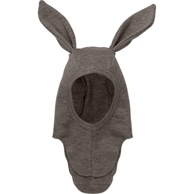 Merino Wool Rib Baby Balaclava Rabbit Ears, Brown Melange - Balaclavas - 2