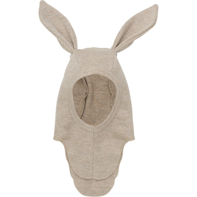 Merino Wool Rib Baby Balaclava Rabbit Ears, Camel Melange - Balaclavas - 4