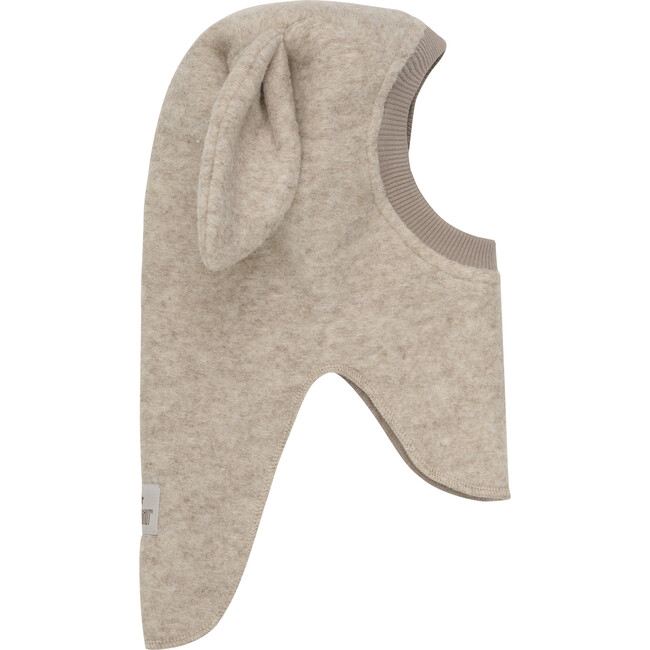 Double Layer Wool Balaclava Rabbit Ears, Sand Melange - Balaclavas - 1