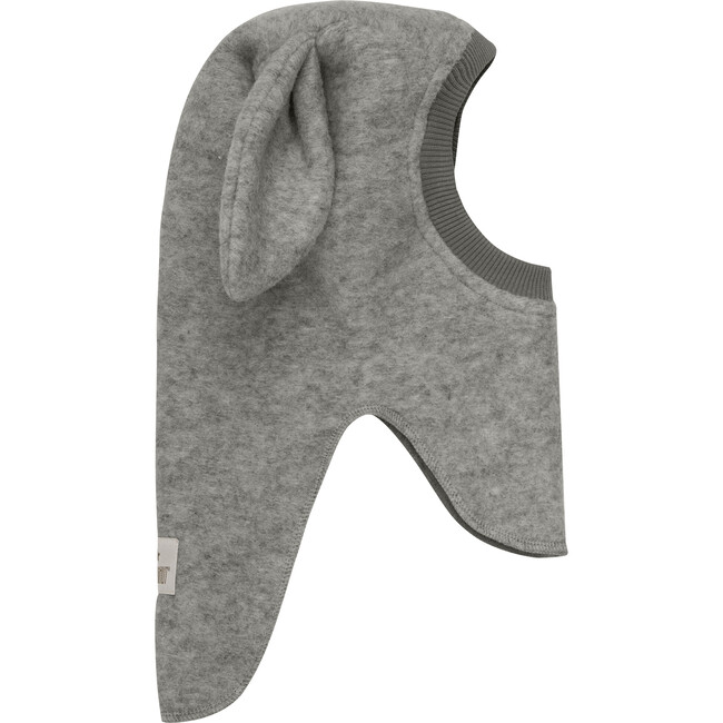 Double Layer Wool Balaclava Rabbit Ears, Medium Grey Melange