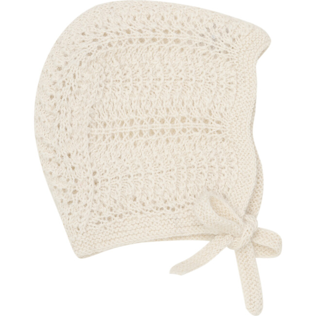 Baby Bonnet In Soft Alpaca Wool, Off White