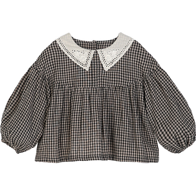 Josephine Shirt, Blue Check - Blouses - 1