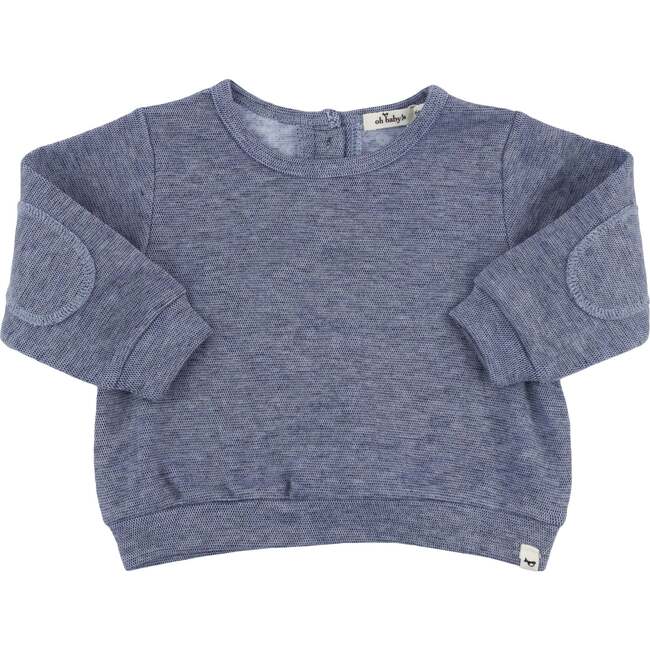 Mini Honeycomb Elbow Patch Boxy, Denim - Sweatshirts - 1