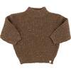 Speckle Knit Grandpa Knitted Pullover, Chocolate - Sweaters - 1 - thumbnail