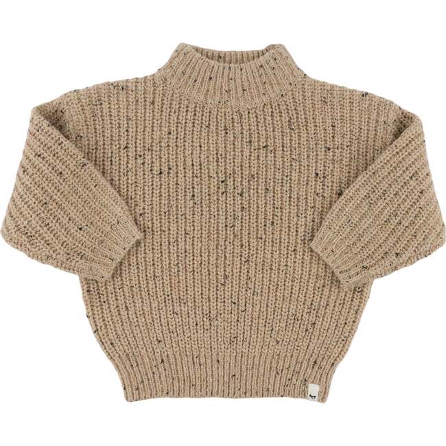 Speckle Knit Grandpa Knitted Pullover, Oat - Sweaters - 1