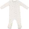 Mini Gold Star Foil Zipper Footie, Cream - Footie Pajamas - 1 - thumbnail