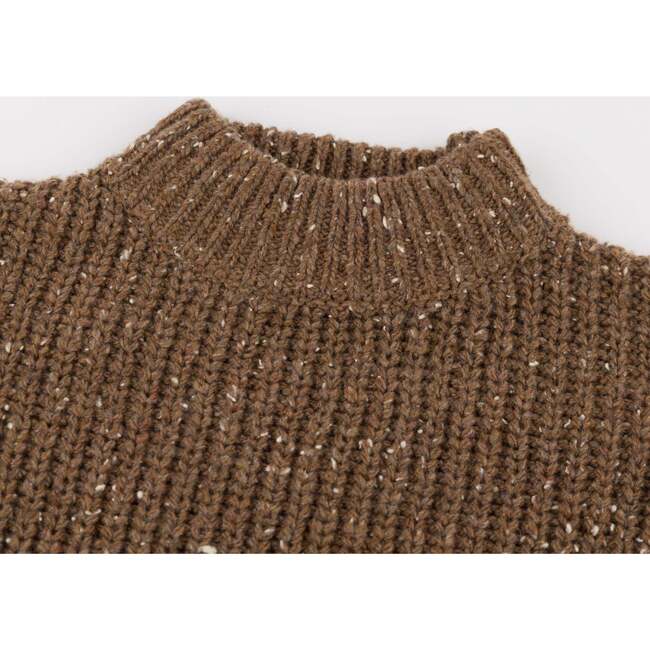 Speckle Knit Grandpa Knitted Pullover, Chocolate - Sweaters - 2