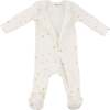 Mini Gold Star Foil Zipper Footie, Cream - Footie Pajamas - 2