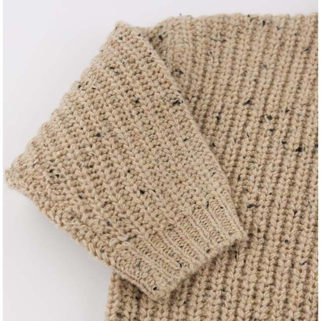 Speckle Knit Grandpa Knitted Pullover, Oat - Sweaters - 3