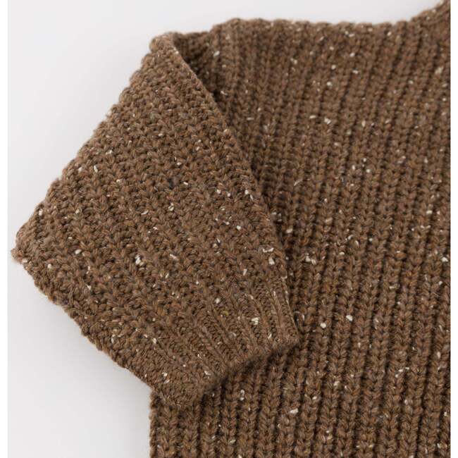 Speckle Knit Grandpa Knitted Pullover, Chocolate - Sweaters - 3