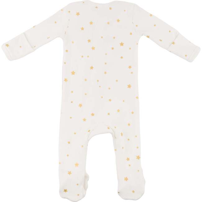 Mini Gold Star Foil Zipper Footie, Cream - Footie Pajamas - 3