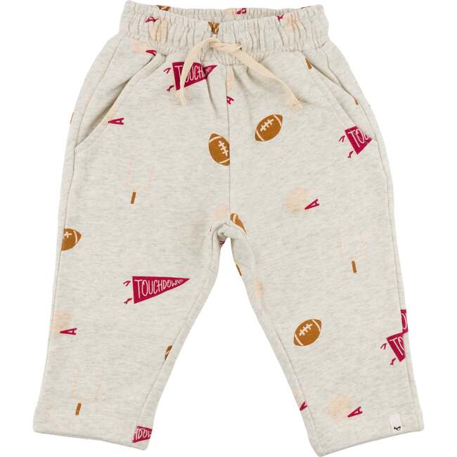 Football Print Pocket Jogger, Oatmeal Heather - Sweatpants - 1