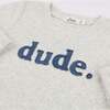 Denim "dude" Applique Raw Edge Baby Rib Tee, Heather Gray - T-Shirts - 2