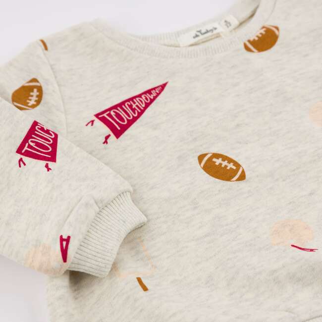 Football Print Brooklyn Boxy, Oatmeal Heather - Sweatshirts - 3