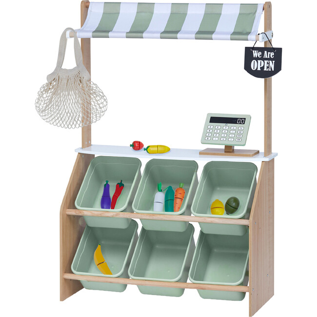 Bundle Little Helper Play Farmer's Market Stand & 21-pcs Produce with Bag - Play Kitchens - 1