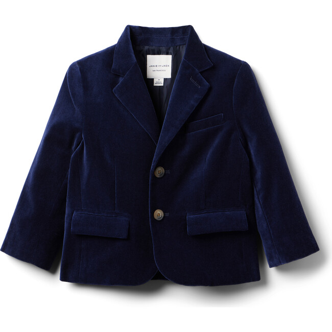 The Velvet Lapel Collar Party Blazer, Navy - Blazers & Sport Coats - 1