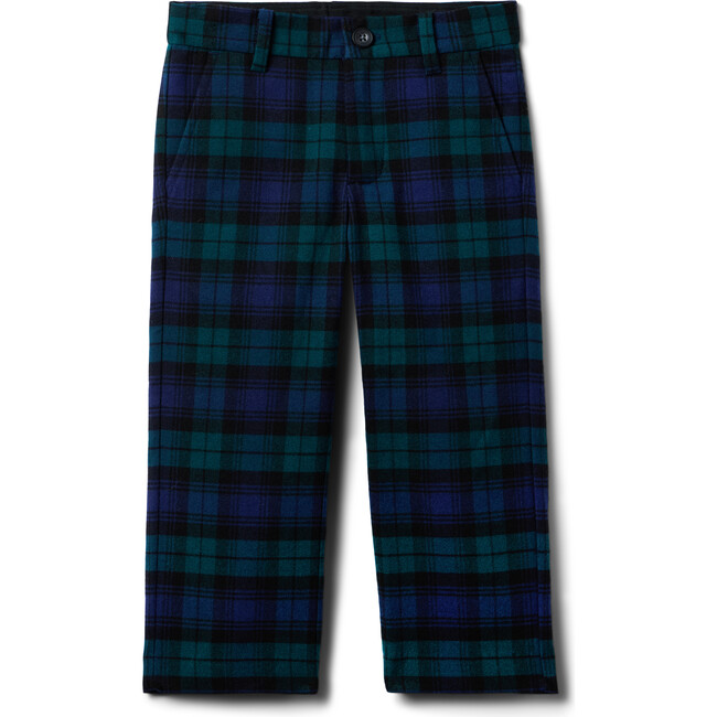 The Tartan Fully Lined Buttoned Waist Zip-Fly Pant, Blue & Black - Pants - 1