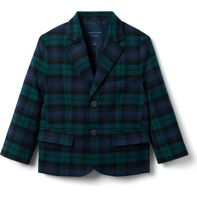 The Tartan Lapel Collar Blazer, Green & Blue