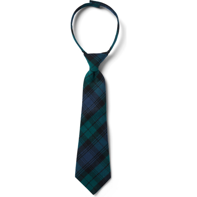 Tartan Touch-Close Strap Pre-Knotted Neck Tie, Green & Blue