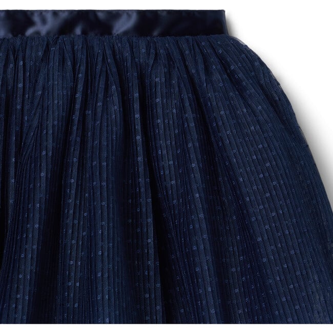 The Pleated Dot Satin Ribbon Pull-On Tulle Skirt, Dark Blue - Skirts - 2