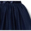 The Pleated Dot Satin Ribbon Pull-On Tulle Skirt, Dark Blue - Skirts - 2