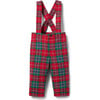 Baby Tartan Regular Fit Suspender Pant, Red & Green - Overalls - 1 - thumbnail