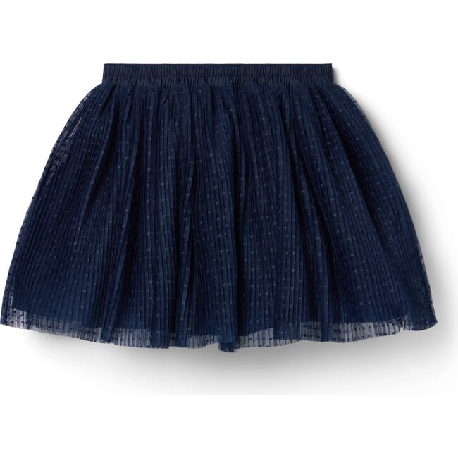 The Pleated Dot Satin Ribbon Pull-On Tulle Skirt, Dark Blue - Skirts - 3