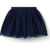 The Pleated Dot Satin Ribbon Pull-On Tulle Skirt, Dark Blue - Skirts - 3