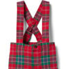 Baby Tartan Regular Fit Suspender Pant, Red & Green - Overalls - 2