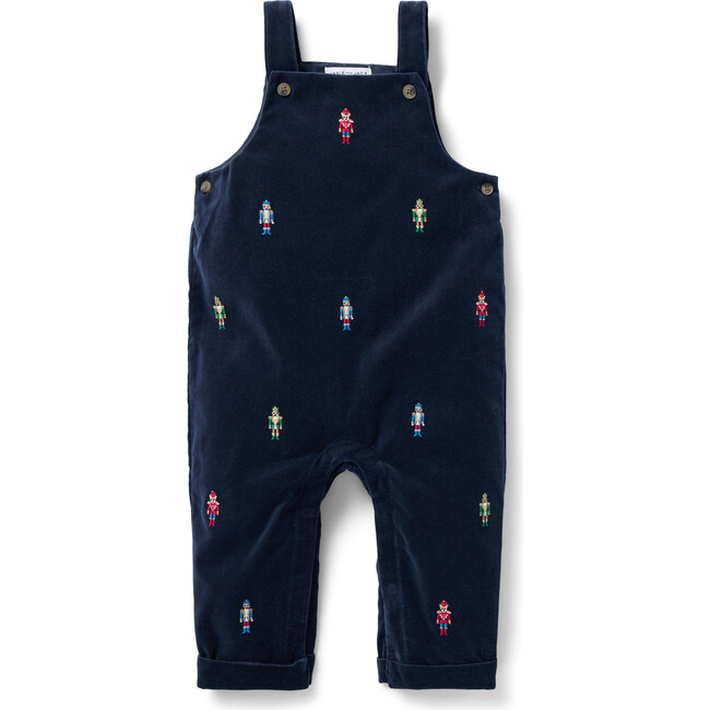 The Baby Embroidered Nutcracker Dog Overall, Navy & Multicolors - Overalls - 1