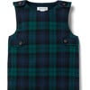 The Baby Tartan Round Neck Sleeveless Long Overall, Green - Overalls - 2