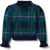 The Tartan Ruffle Collar Button Shoulder Long Sleeve Sweater, Multicolors - Sweaters - 1 - thumbnail