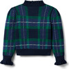 The Tartan Ruffle Collar Button Shoulder Long Sleeve Sweater, Multicolors - Sweaters - 2