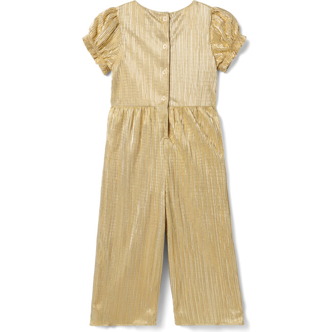 The Sparkle 3-Bow Front Short Puff Sleeve Wide Leg Jumpsuit, Natural - Jumpsuits - 2