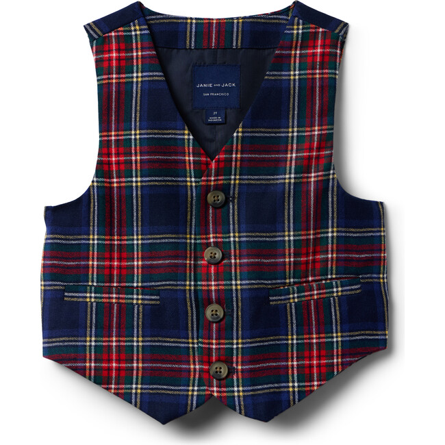 The Tartan Welt Pocket Festive Vest, Multicolors - Vests - 1