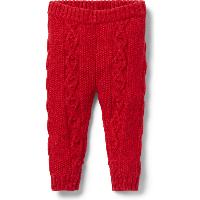 Baby Cable Knit Ribbed Waist Pull-On Pant, Red