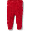 Baby Cable Knit Ribbed Waist Pull-On Pant, Red - Pants - 1 - thumbnail