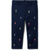 The Embroidered Nutcracker Dog Straight Leg Twill Pant, Navy & Multicolors - Pants - 1 - thumbnail