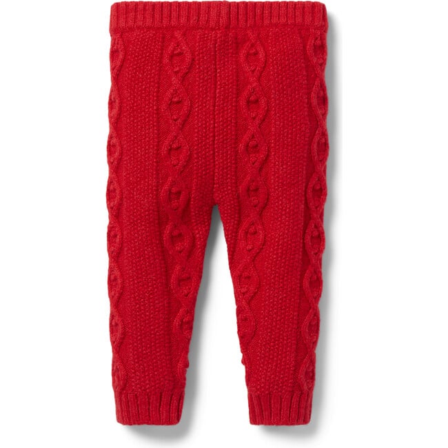 Baby Cable Knit Ribbed Waist Pull-On Pant, Red - Pants - 2