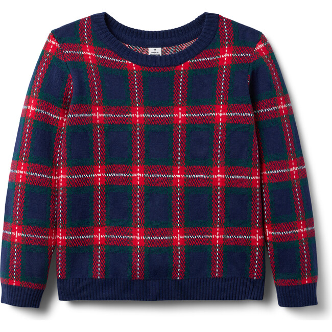 The Holiday Festive Tartan Ribbed Trim Sweater, Multicolors - Sweaters - 1