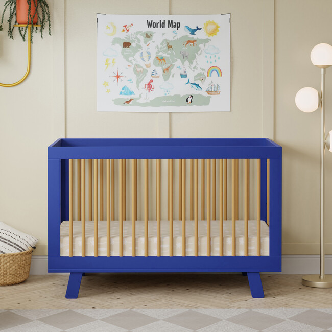 Hudson 3-In-1 Convertible Crib With Toddler Bed Conversion Kit, Cobalt & Honey - Cribs - 2