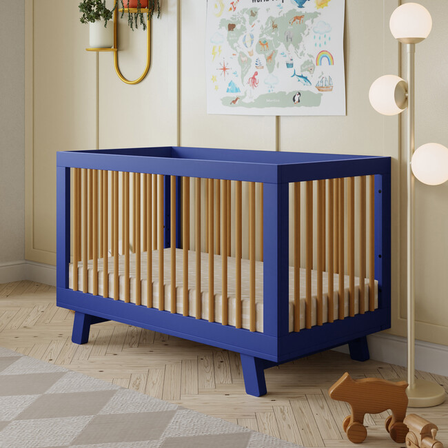 Hudson 3-In-1 Convertible Crib With Toddler Bed Conversion Kit, Cobalt & Honey - Cribs - 3