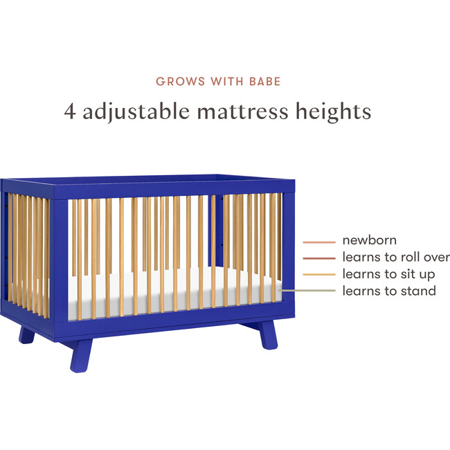 Hudson 3-In-1 Convertible Crib With Toddler Bed Conversion Kit, Cobalt & Honey - Cribs - 8