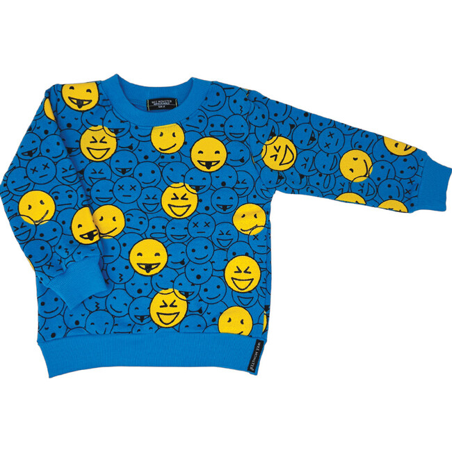 Monster Face Blue Sweatshirt, All Over Print