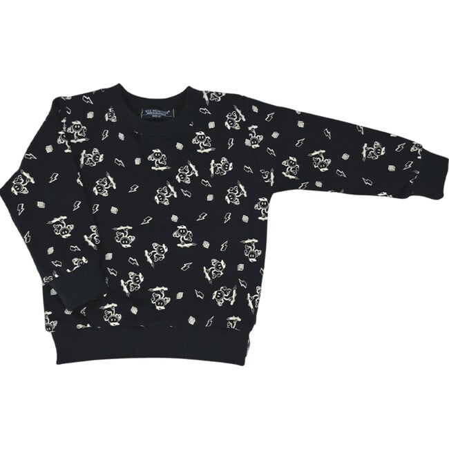 Happy Skate Black Sweatshirt, All Over Print